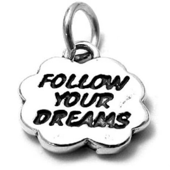 "FOLLOW YOUR DREAMS" CHARM IN STERLING SILVER - Picture 1 of 1